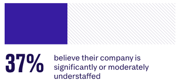 37 percent believe their company is significantly or moderately understaffed