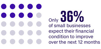 Only 36% of small businesses expect their financial condition to improve over the next 12 months.